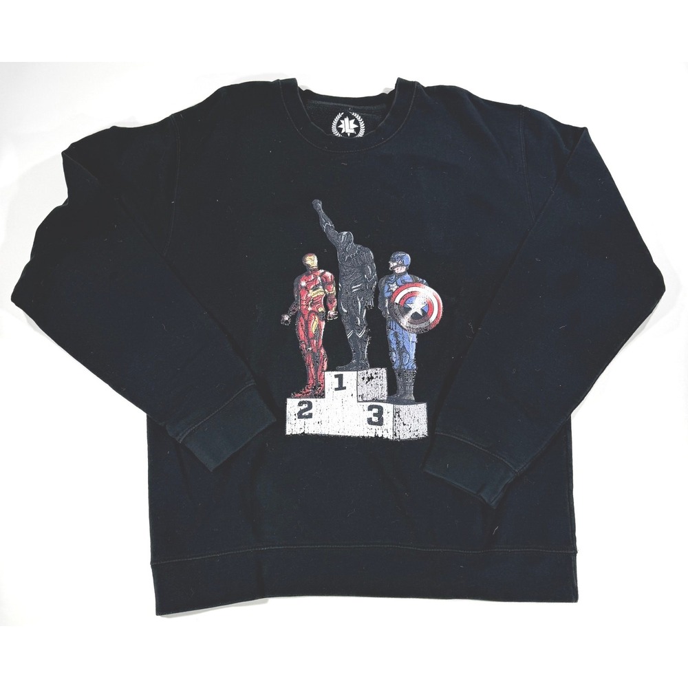 Marvel Black Panther Iron Man Captain America Podium Sweatshirt Size Large